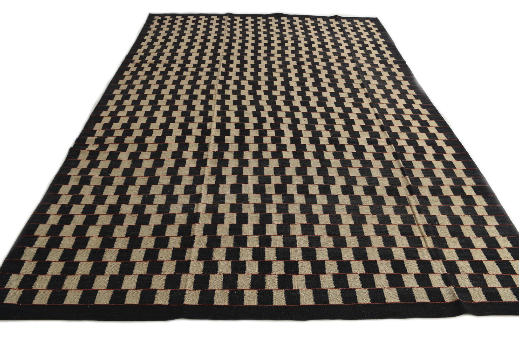 8' x 11' 4 Hand Woven Kilim Modern Wool Rug