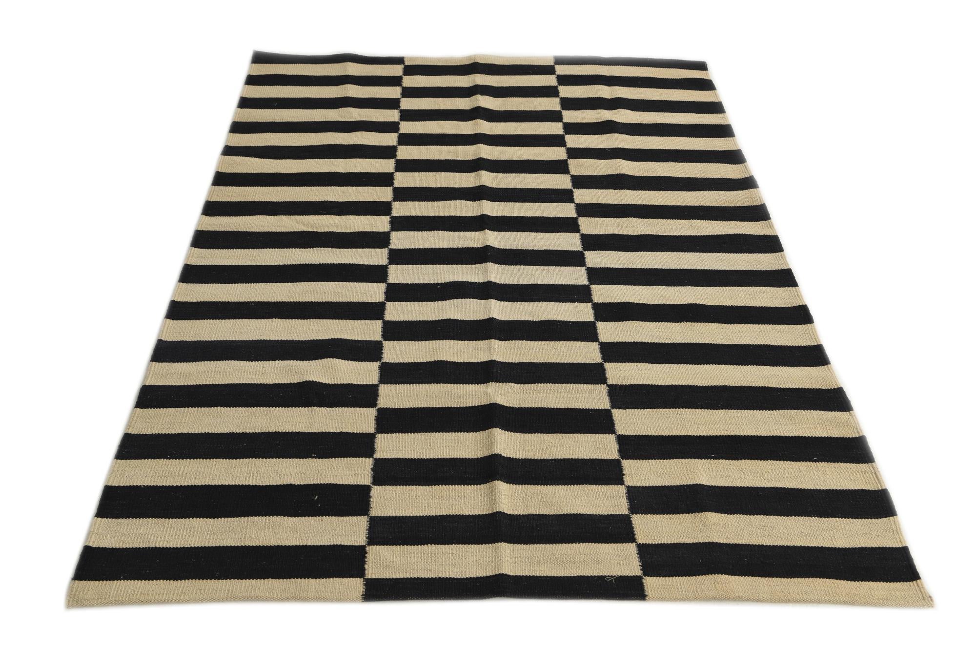 4' 3 x 5' 11 Hand Woven Kilim Modern Wool Rug