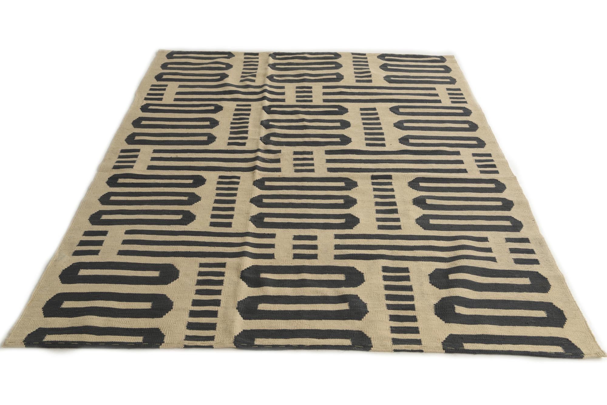 6' x 7' 5 Hand Woven Kilim Modern Wool Rug