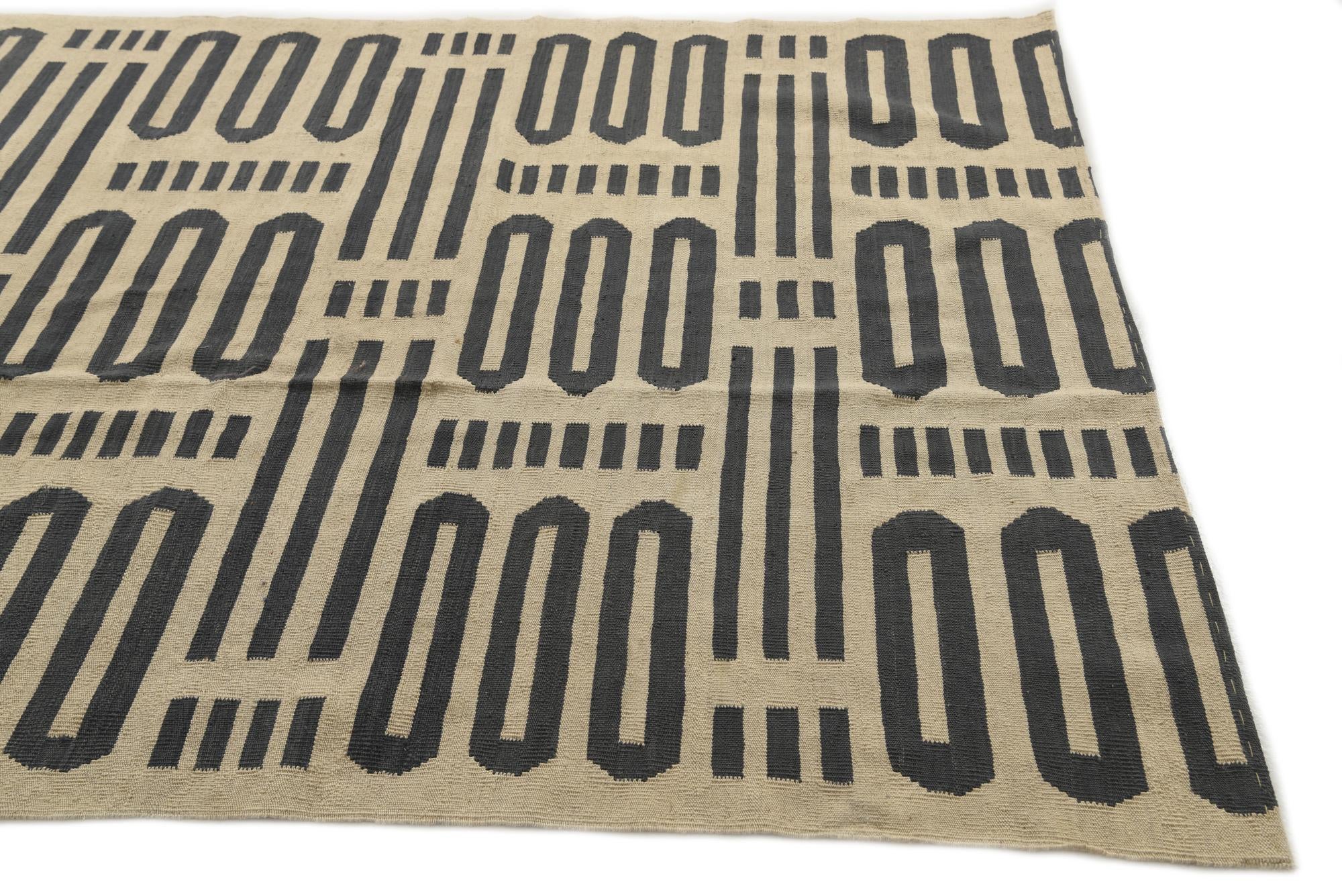 6' x 7' 5 Hand Woven Kilim Modern Wool Rug