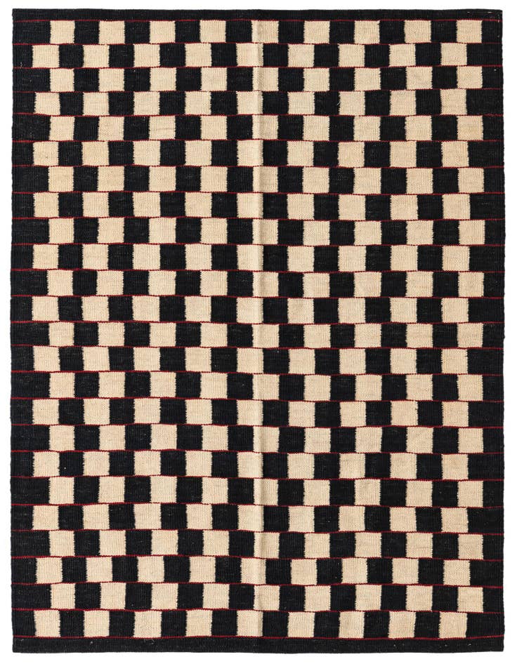 Detail image of 4' 2 x 5' 8 Hand Woven Kilim Modern Wool Rug