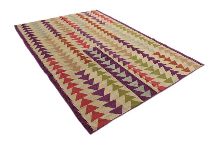6' 8 x 9' 8 Hand Woven Kilim Modern Wool Rug