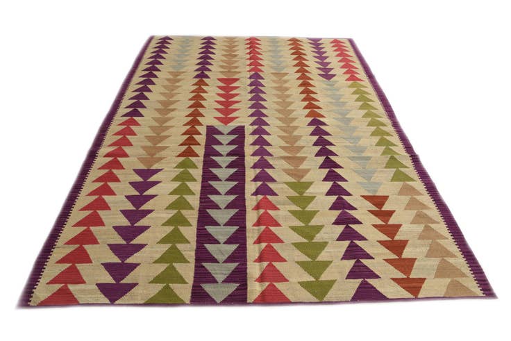 Detail image of 6' 8 x 9' 8 Hand Woven Kilim Modern Wool Rug