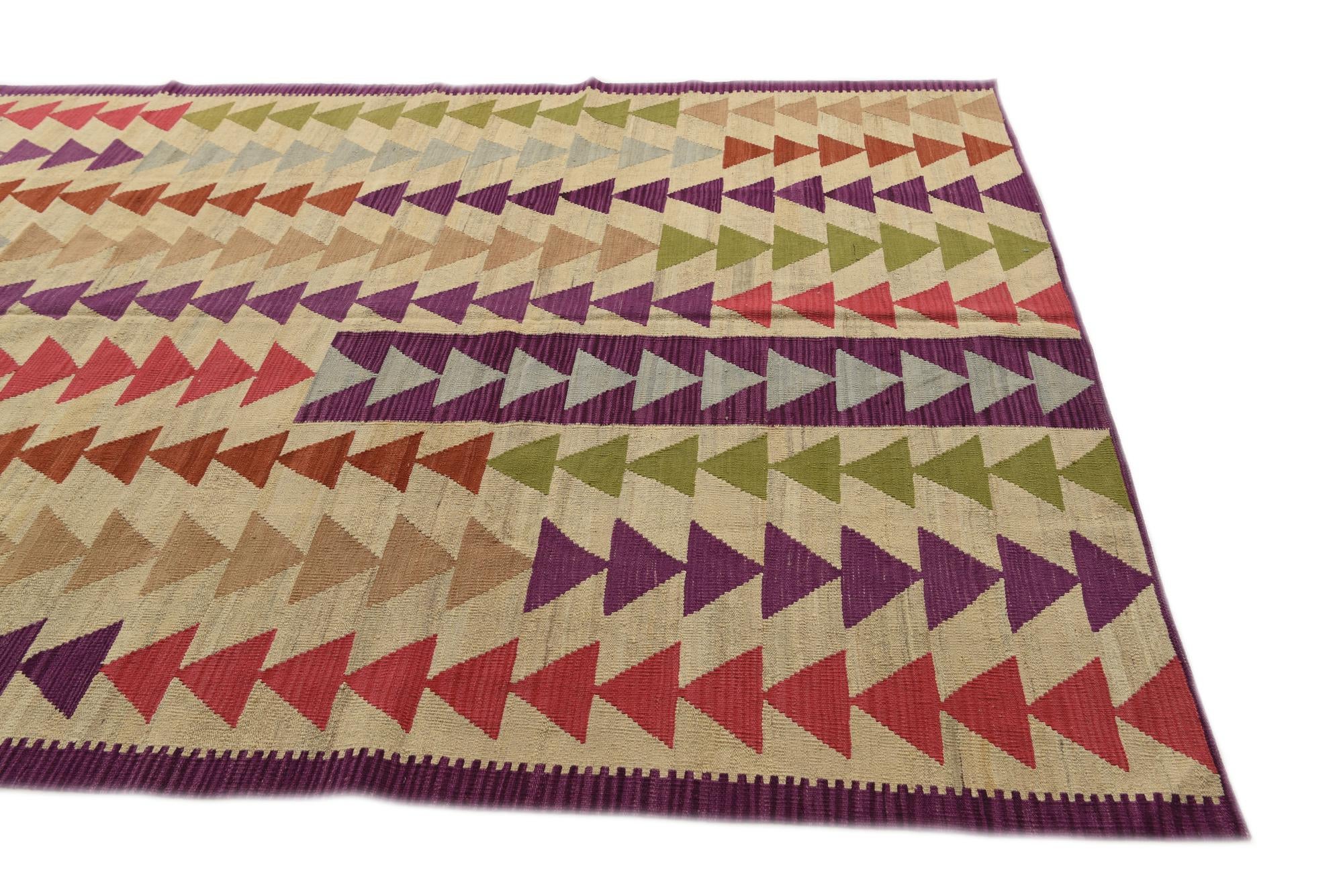 6' 8 x 9' 8 Hand Woven Kilim Modern Wool Rug