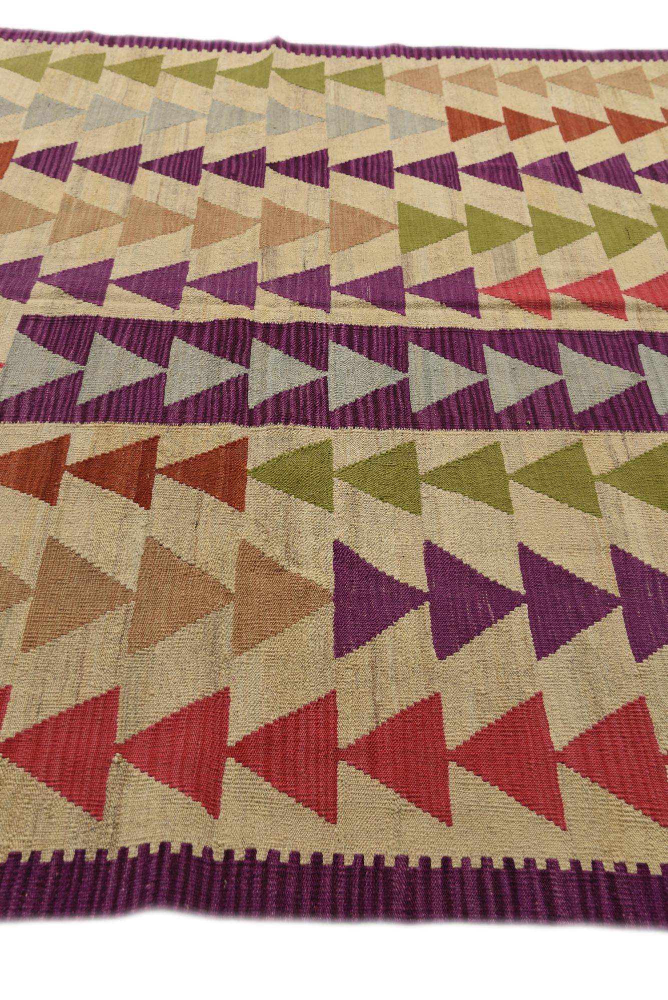 6' 8 x 9' 8 Hand Woven Kilim Modern Wool Rug