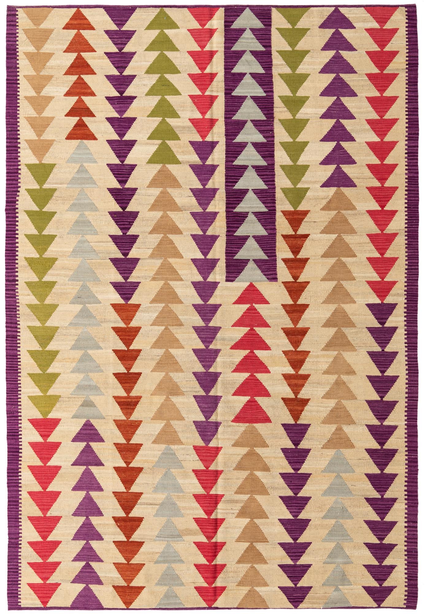 6' 8 x 9' 8 Hand Woven Kilim Modern Wool Rug