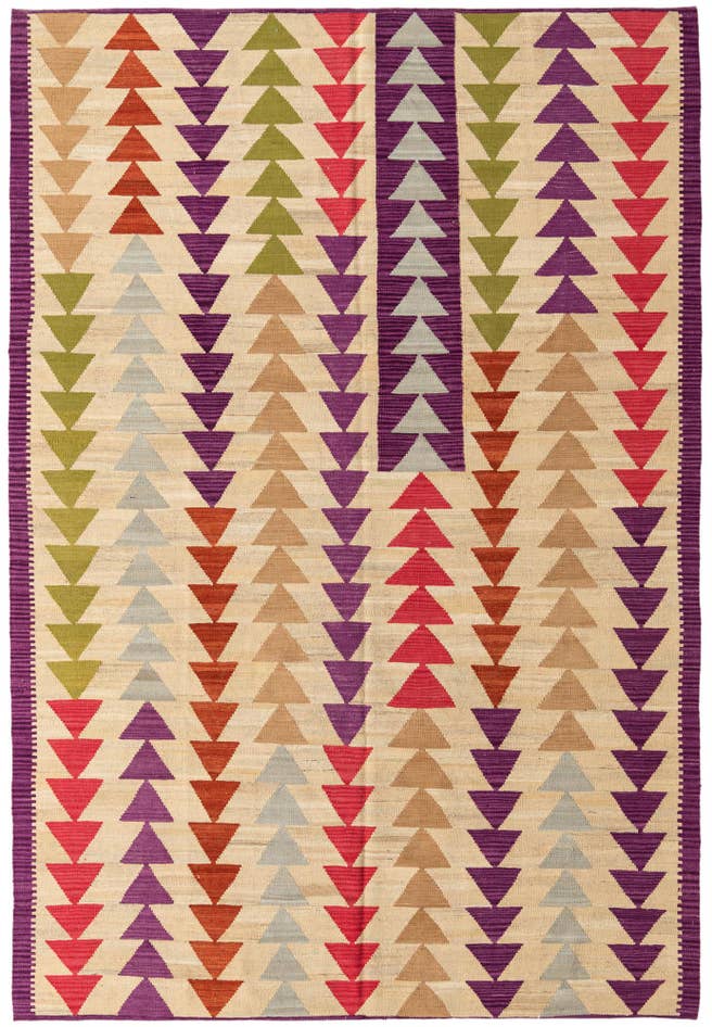 Detail image of 6' 8 x 9' 8 Hand Woven Kilim Modern Wool Rug