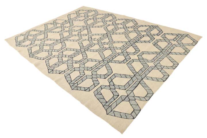6' 10 x 9' 3 Hand Woven Kilim Modern Wool Rug