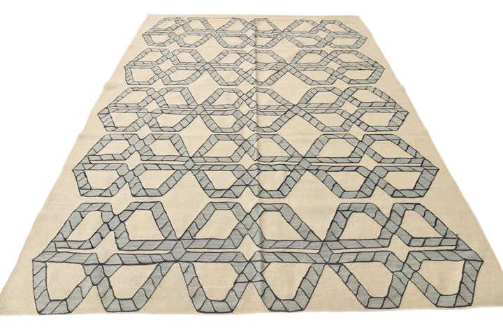 6' 10 x 9' 3 Hand Woven Kilim Modern Wool Rug