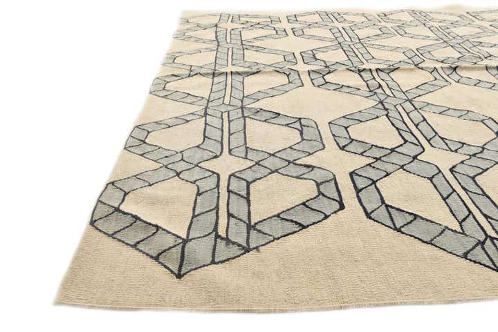 6' 10 x 9' 3 Hand Woven Kilim Modern Wool Rug