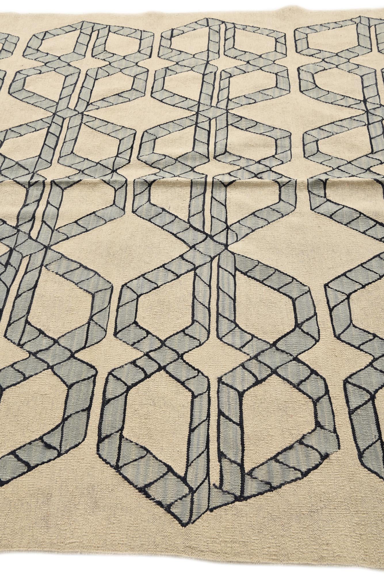 6' 10 x 9' 3 Hand Woven Kilim Modern Wool Rug