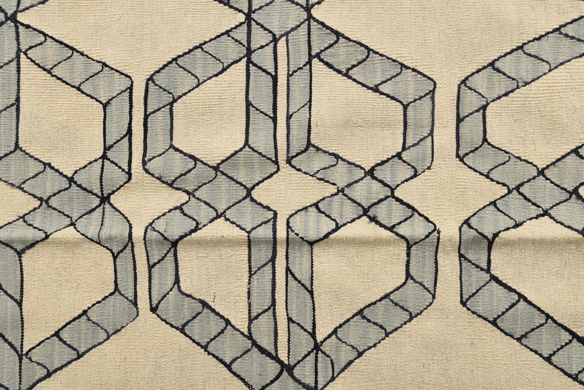 6' 10 x 9' 3 Hand Woven Kilim Modern Wool Rug