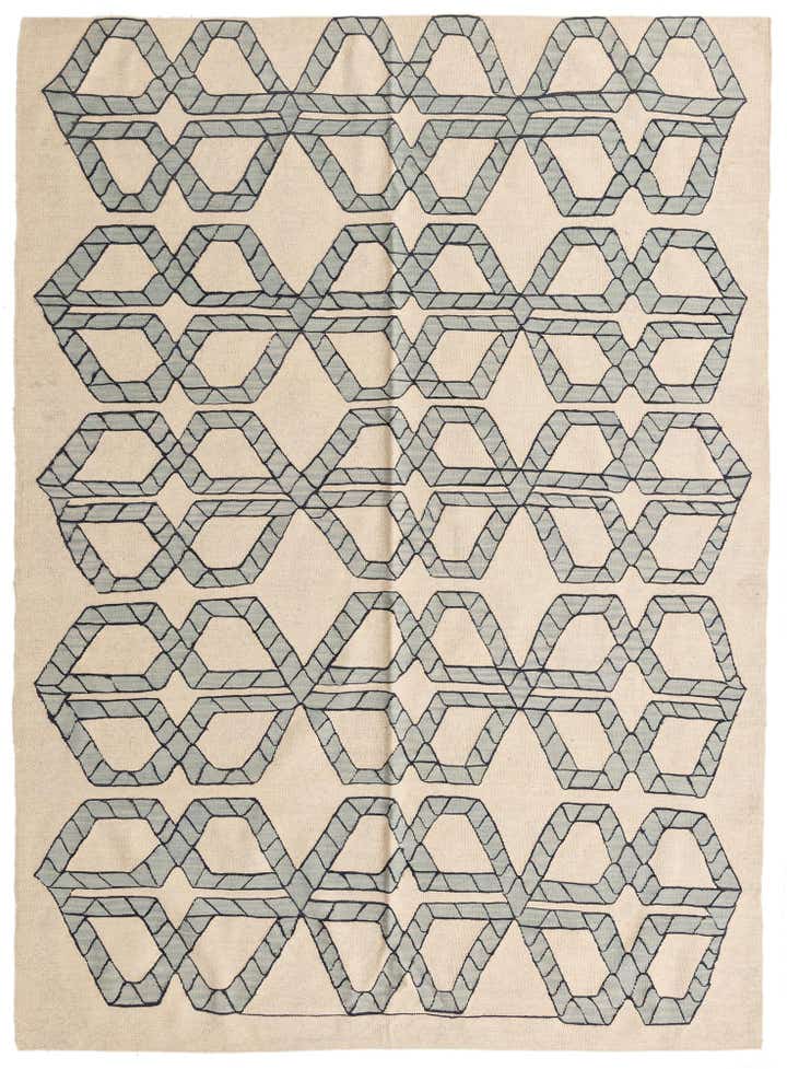 6' 10 x 9' 3 Hand Woven Kilim Modern Wool Rug