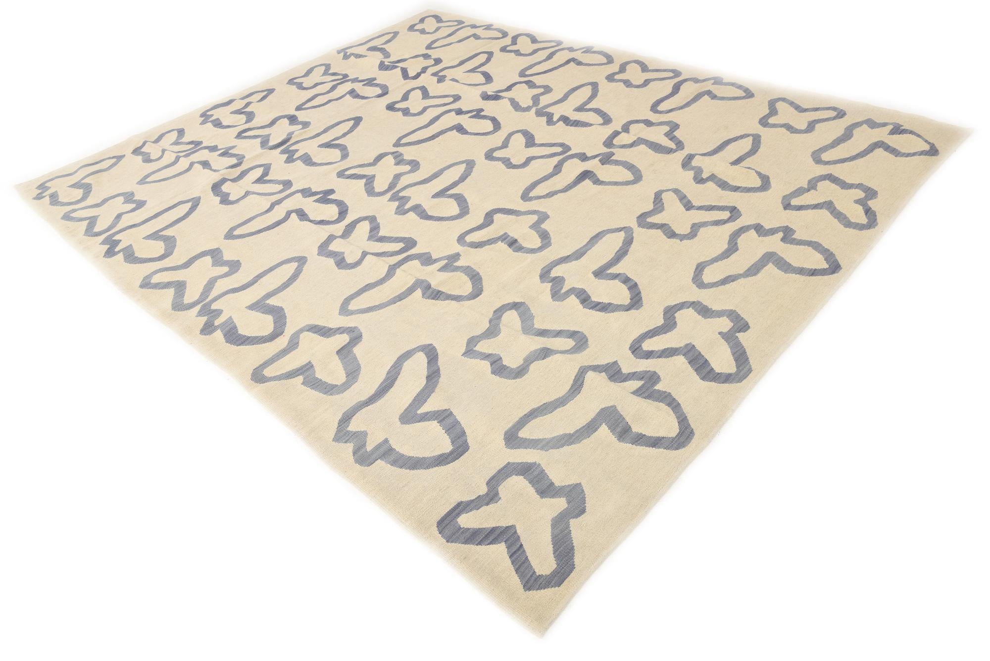 8' x 9' 6 Hand Woven Kilim Modern Wool Rug