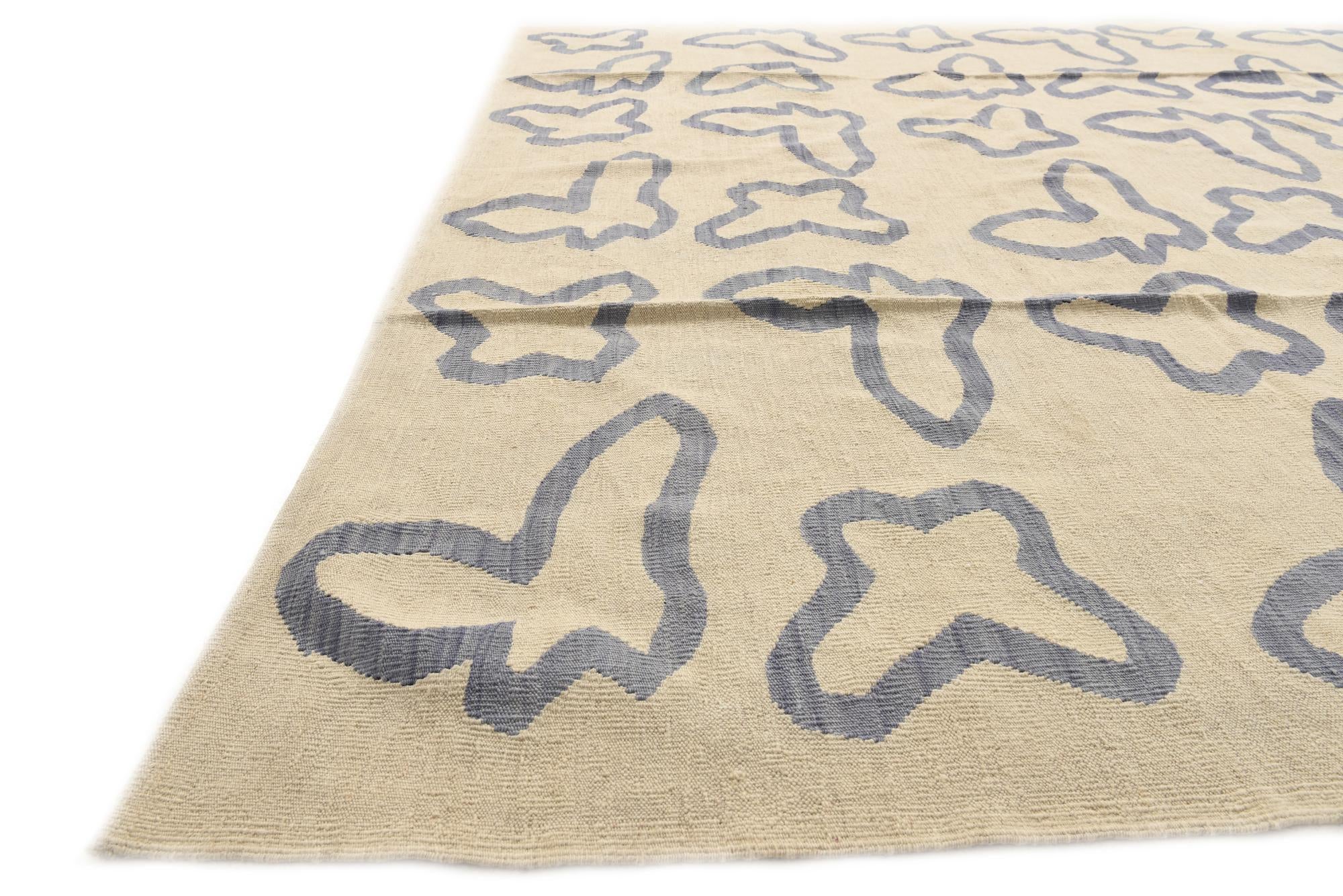 8' x 9' 6 Hand Woven Kilim Modern Wool Rug