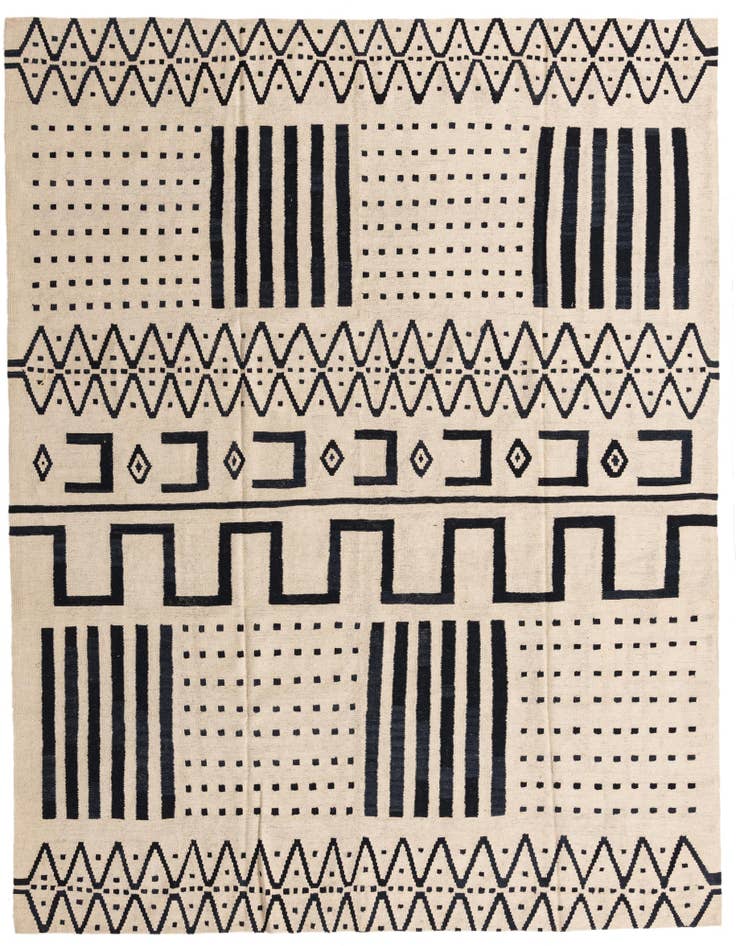 Detail image of 8' 6 x 9' 5 Hand Woven Kilim Modern Wool Rug