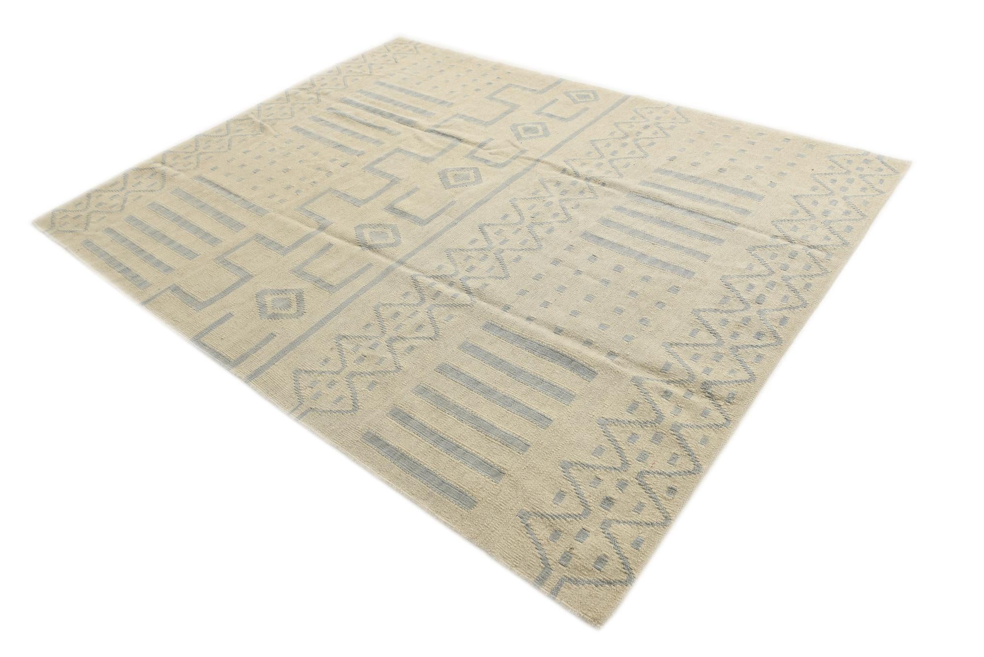 5' 1 x 6' 5 Hand Woven Kilim Modern Wool Rug
