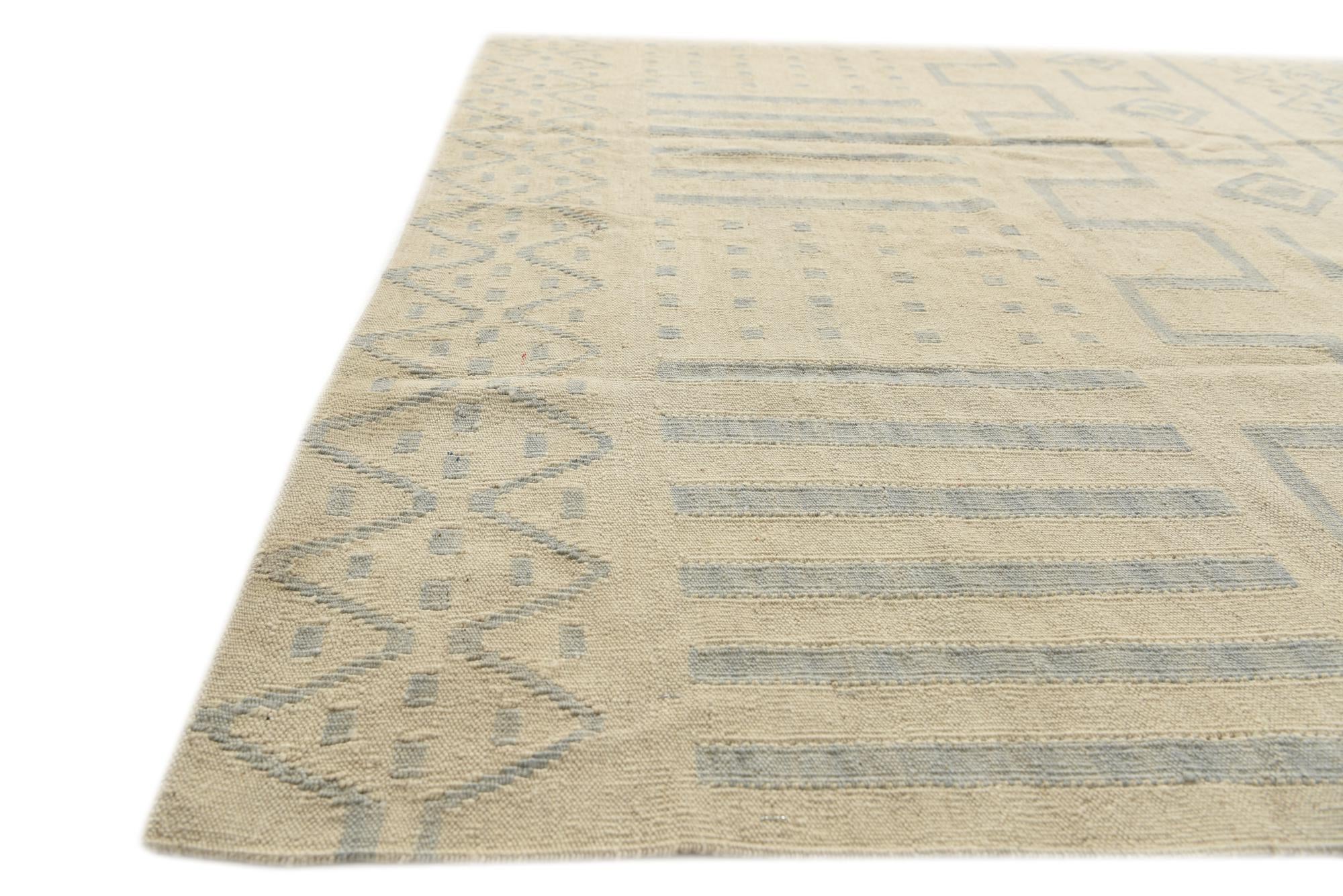 5' 1 x 6' 5 Hand Woven Kilim Modern Wool Rug