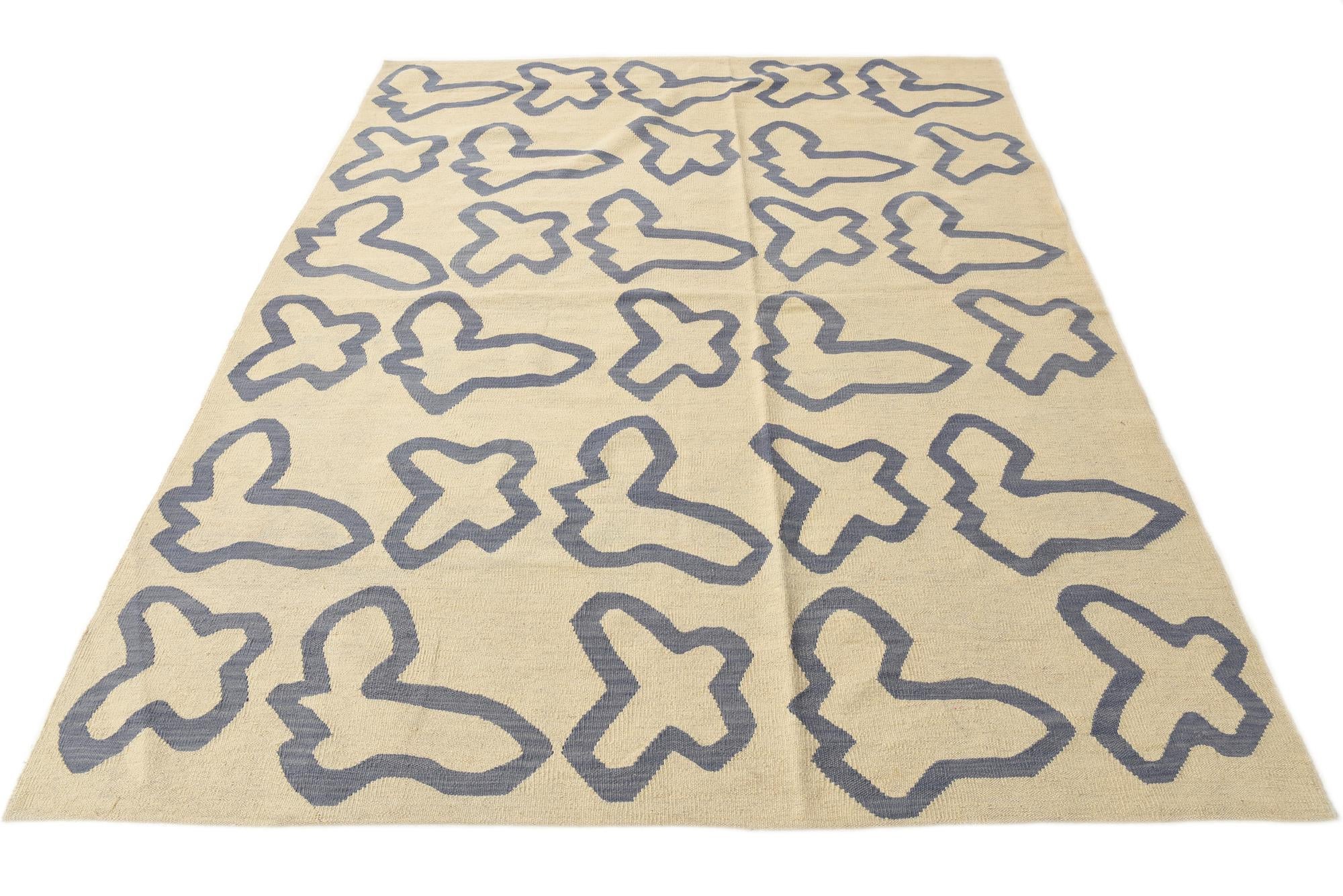 6' 2 x 7' 9 Hand Woven Kilim Modern Wool Rug