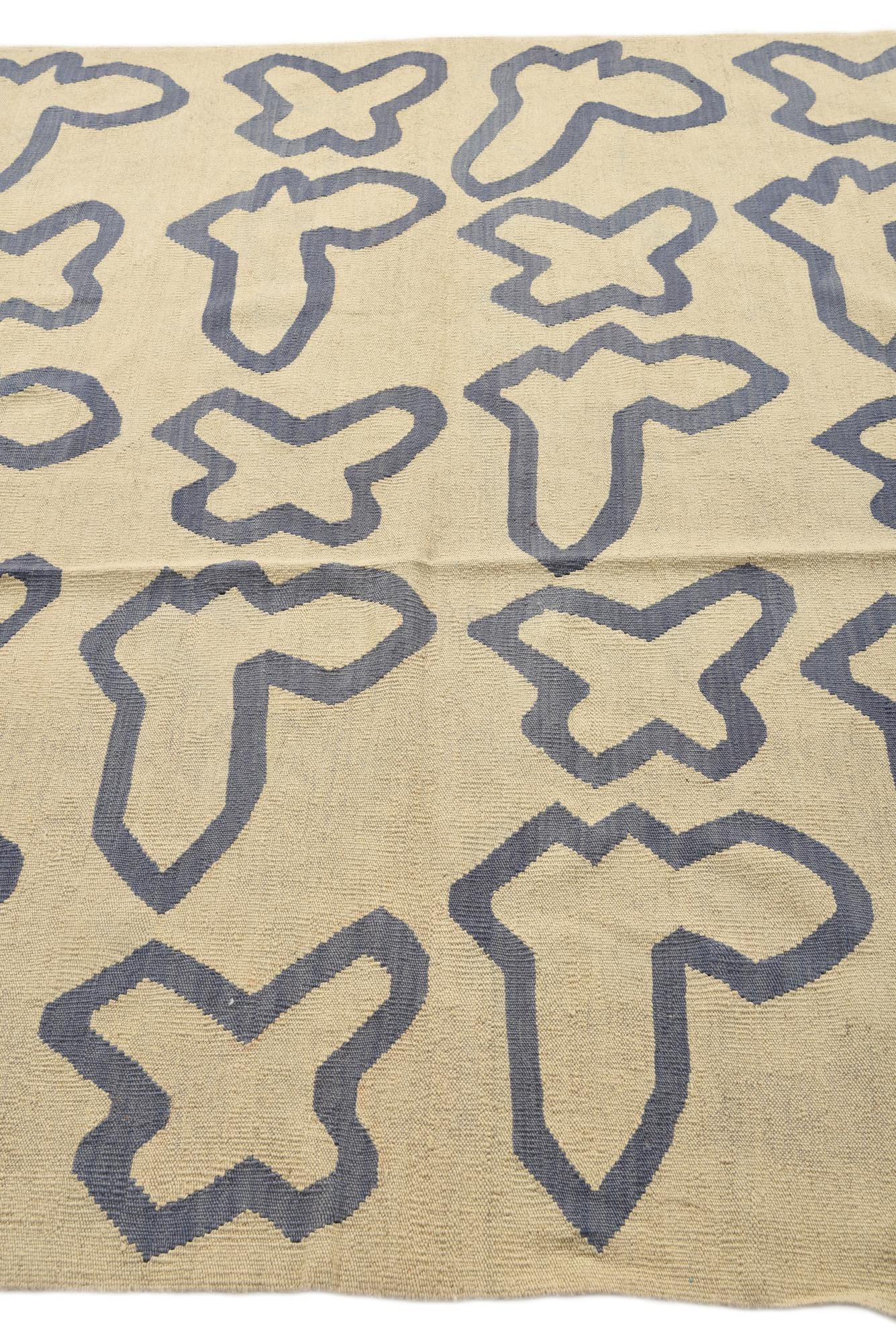 6' 2 x 7' 9 Hand Woven Kilim Modern Wool Rug