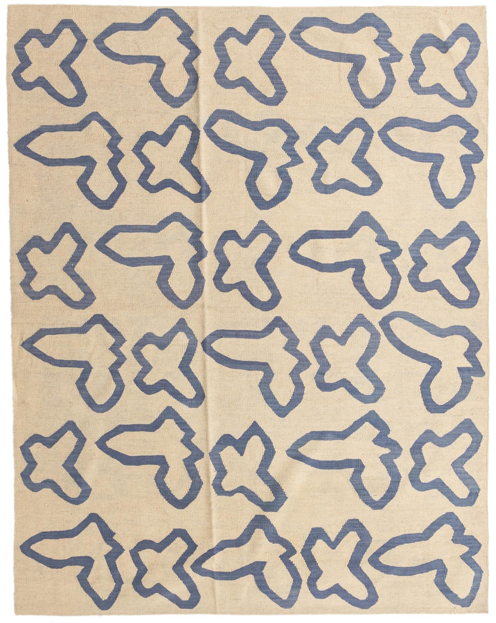 6' 2 x 7' 9 Hand Woven Kilim Modern Wool Rug