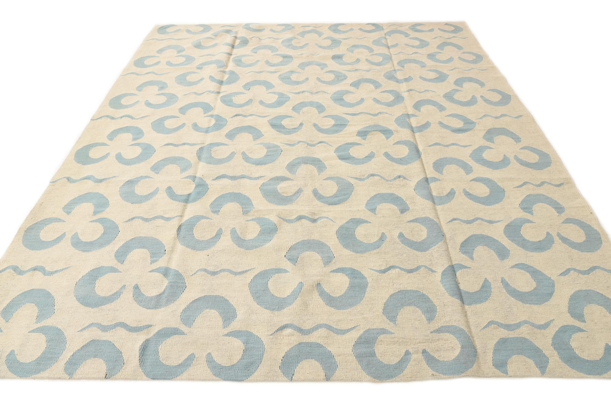 8' 4 x 9' 4 Hand Woven Kilim Modern Wool Rug