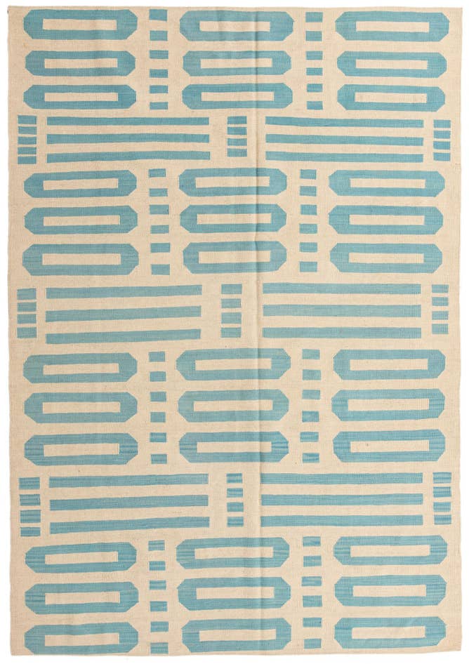 Detail image of 6' 7 x 9' 6 Hand Woven Kilim Modern Wool Rug