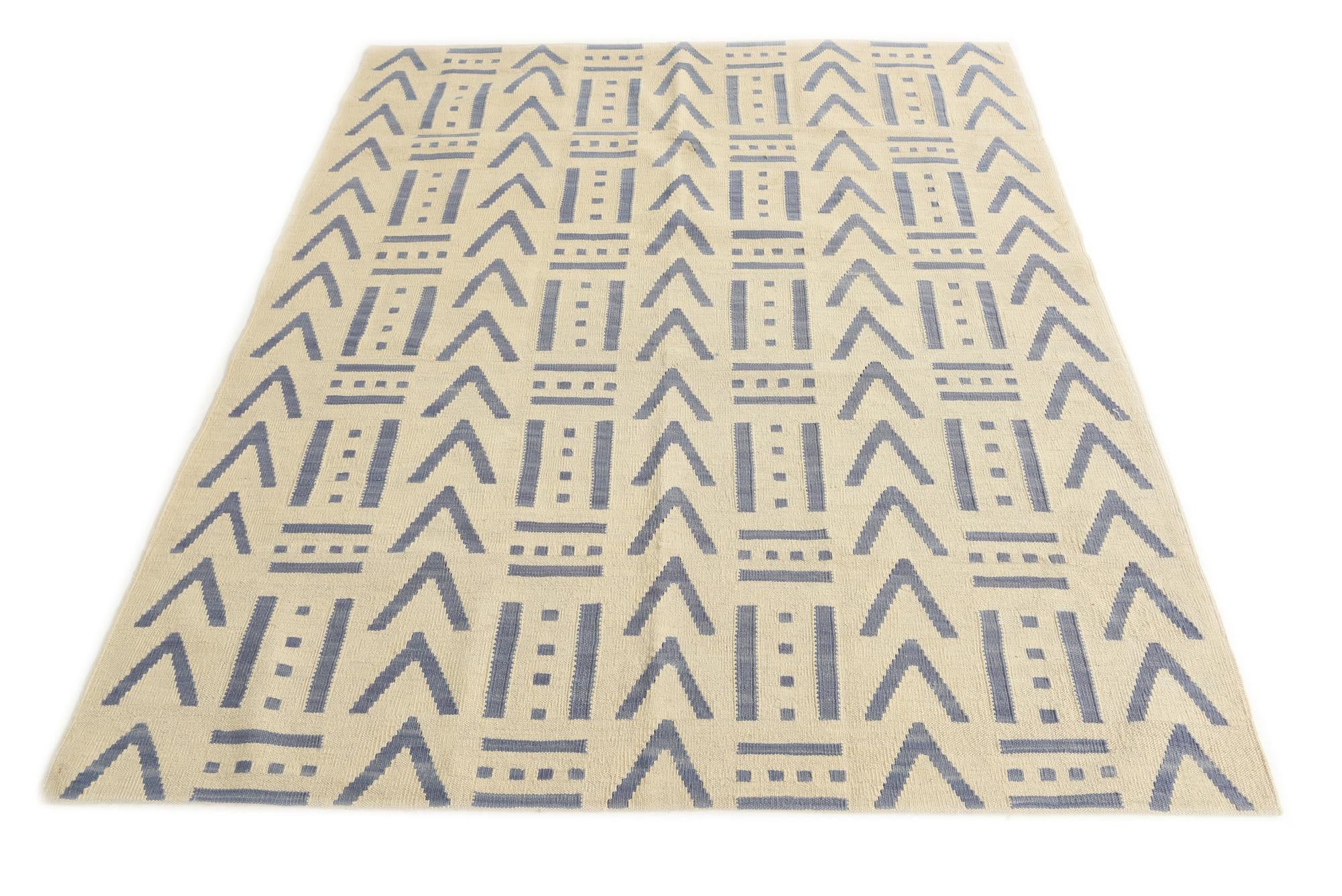 5' 3 x 6' 5 Hand Woven Kilim Modern Wool Rug