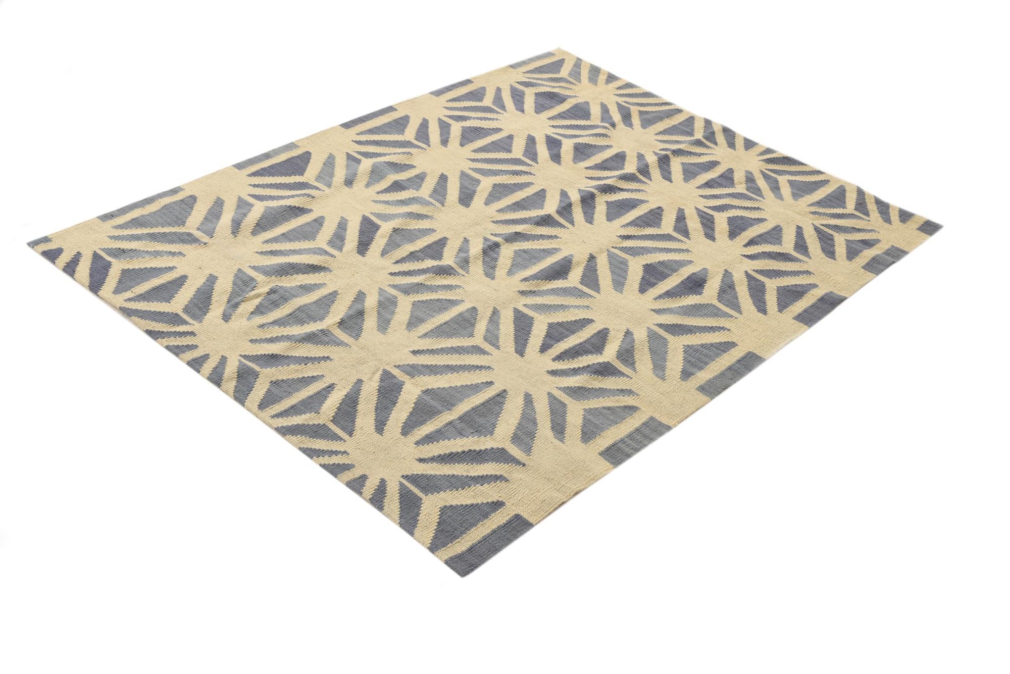 4' 6 x 5' 6 Hand Woven Kilim Modern Wool Rug