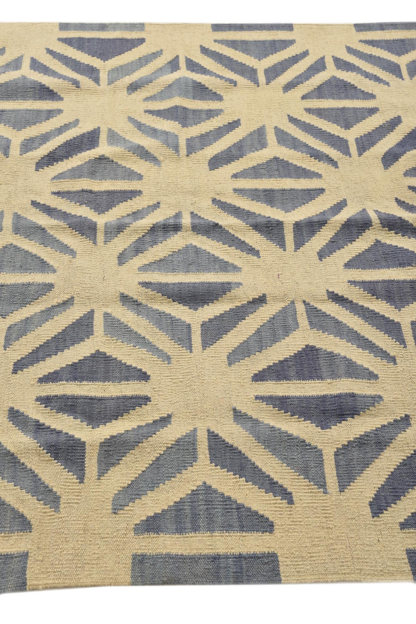 4' 6 x 5' 6 Hand Woven Kilim Modern Wool Rug
