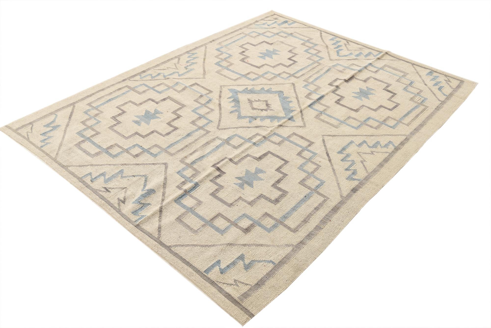6' x 8' Hand Woven Kilim Modern Wool Rug