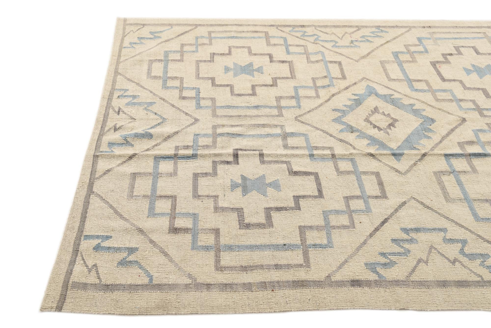 6' x 8' Hand Woven Kilim Modern Wool Rug