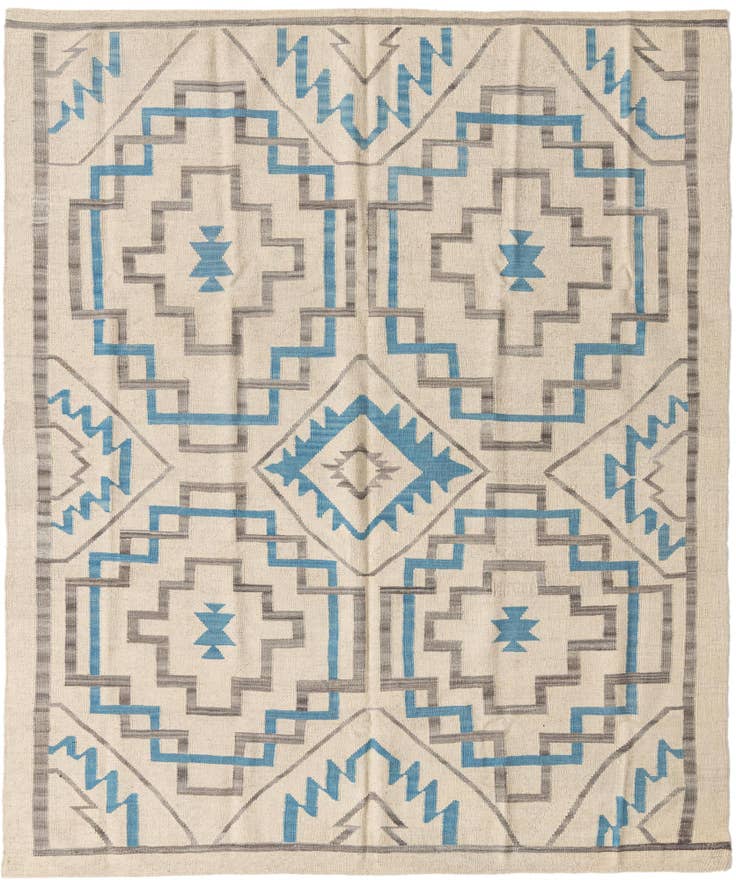 Detail image of 6' x 7' 6 Hand Woven Kilim Modern Wool Rug
