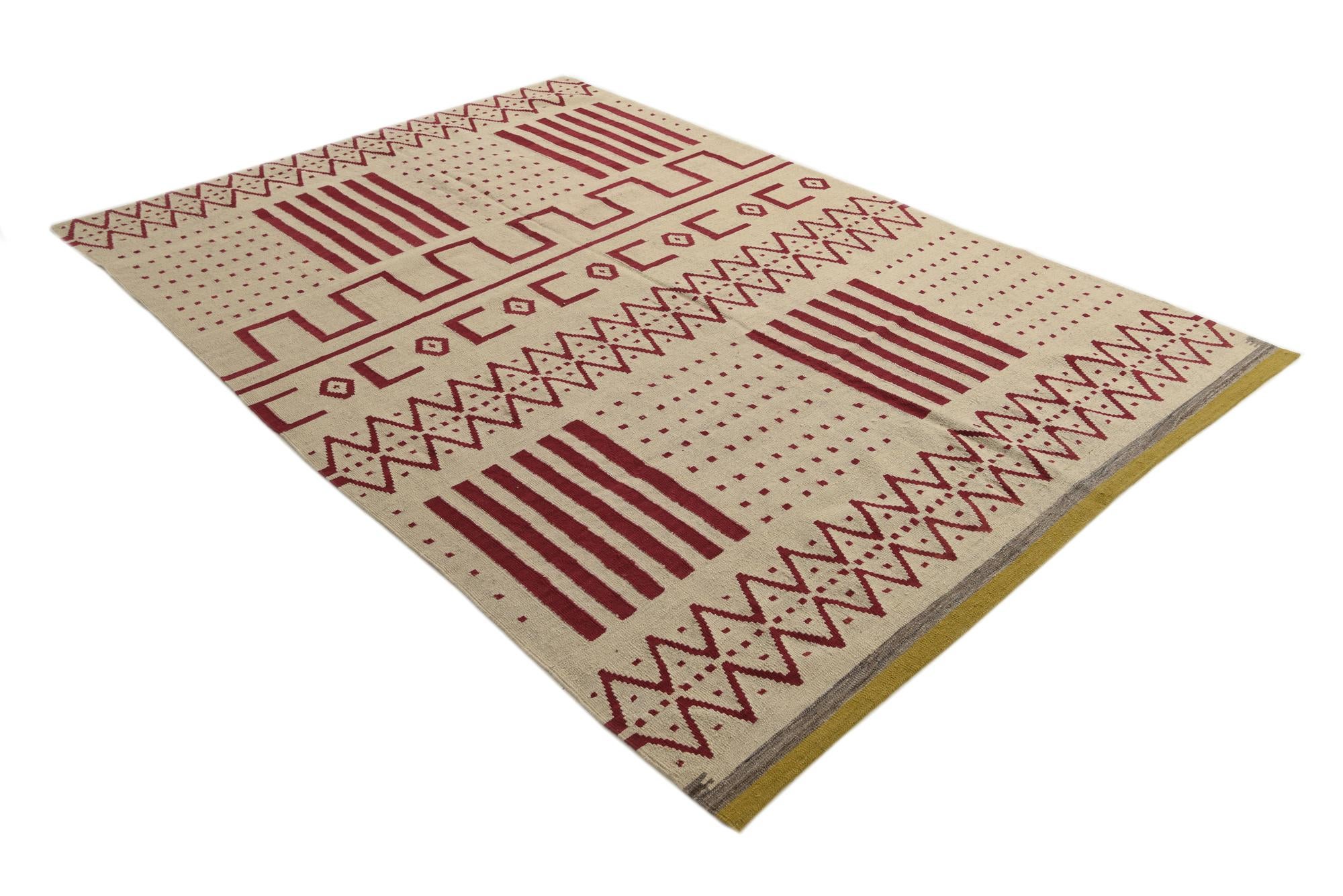 6' 9 x 9' 10 Hand Woven Kilim Modern Wool Rug