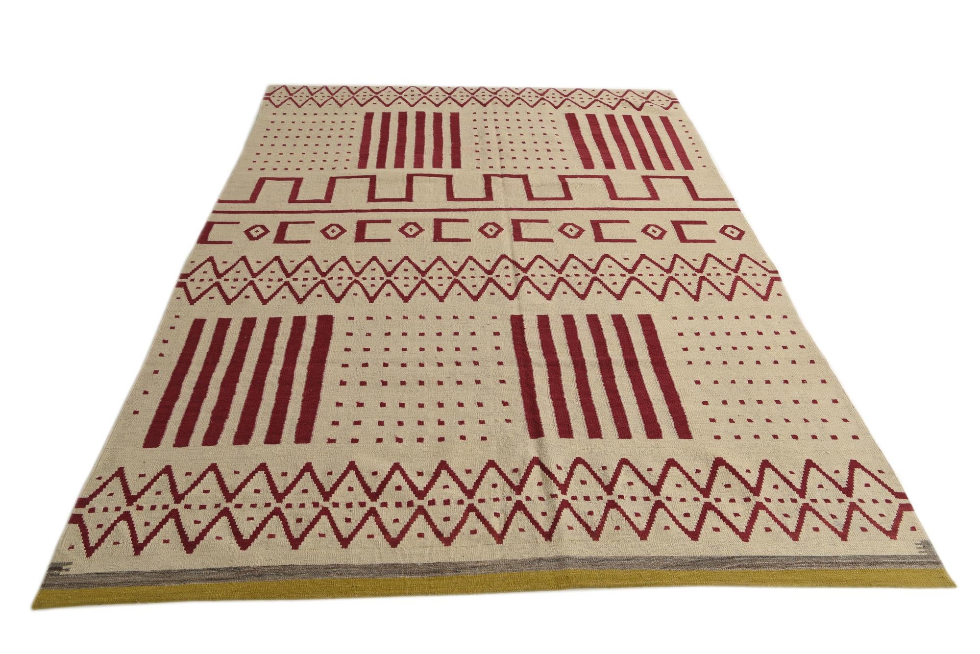 6' 9 x 9' 10 Hand Woven Kilim Modern Wool Rug