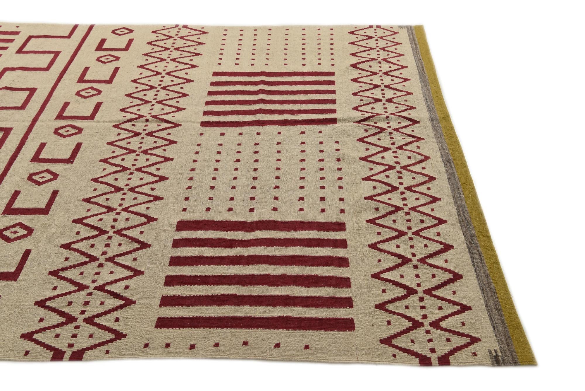 6' 9 x 9' 10 Hand Woven Kilim Modern Wool Rug