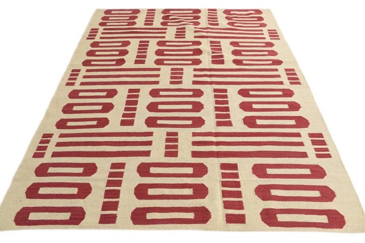 Detail image of 6' 1 x 7' 10 Hand Woven Kilim Modern Wool Rug
