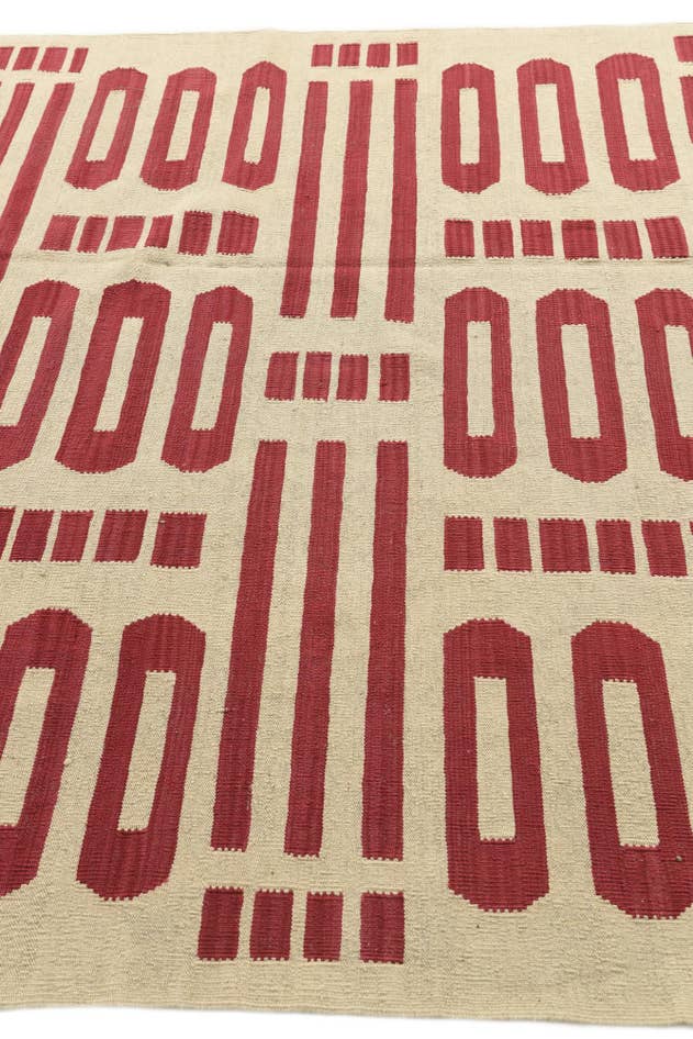 Detail image of 6' 1 x 7' 10 Hand Woven Kilim Modern Wool Rug