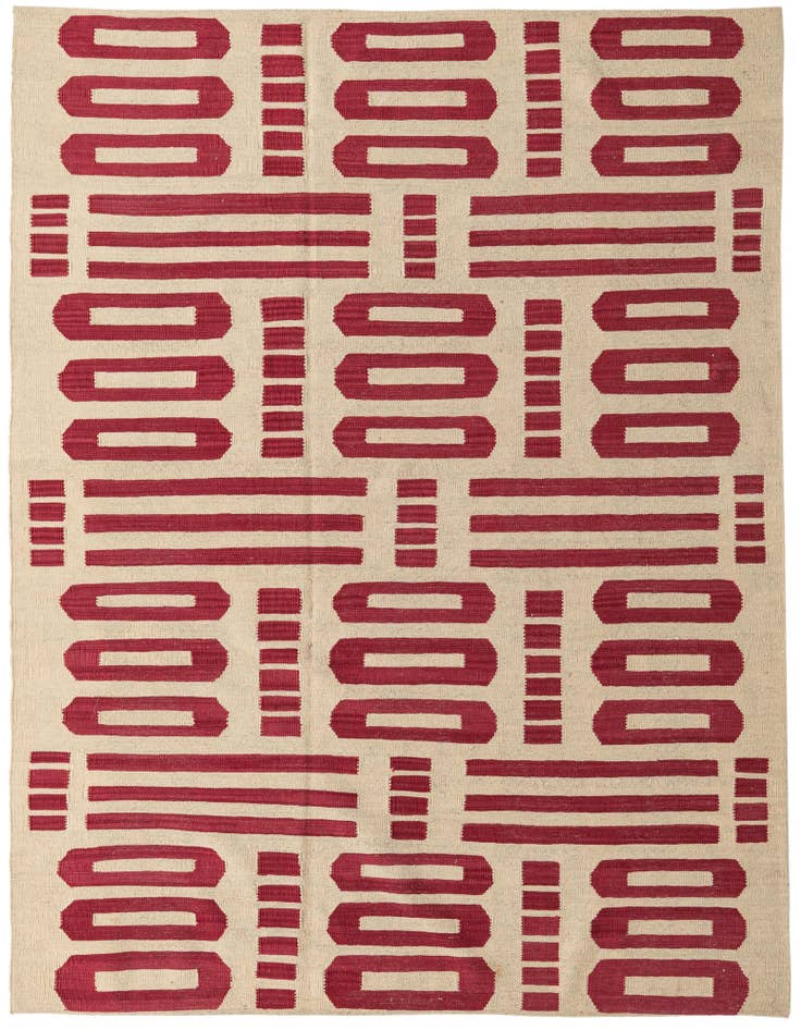 Detail image of 6' 1 x 7' 10 Hand Woven Kilim Modern Wool Rug