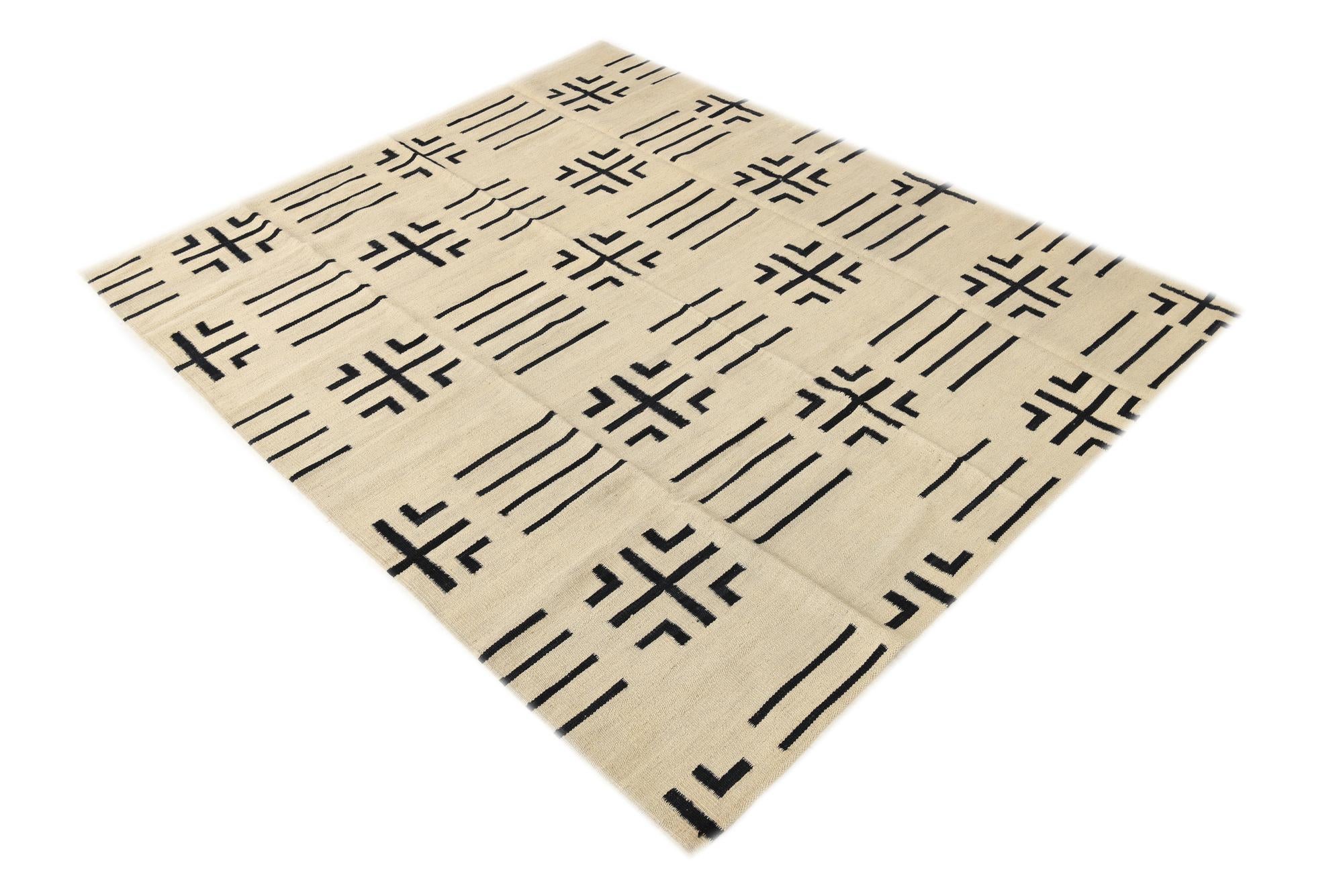 5' 4 x 6' 6 Hand Woven Kilim Modern Wool Rug