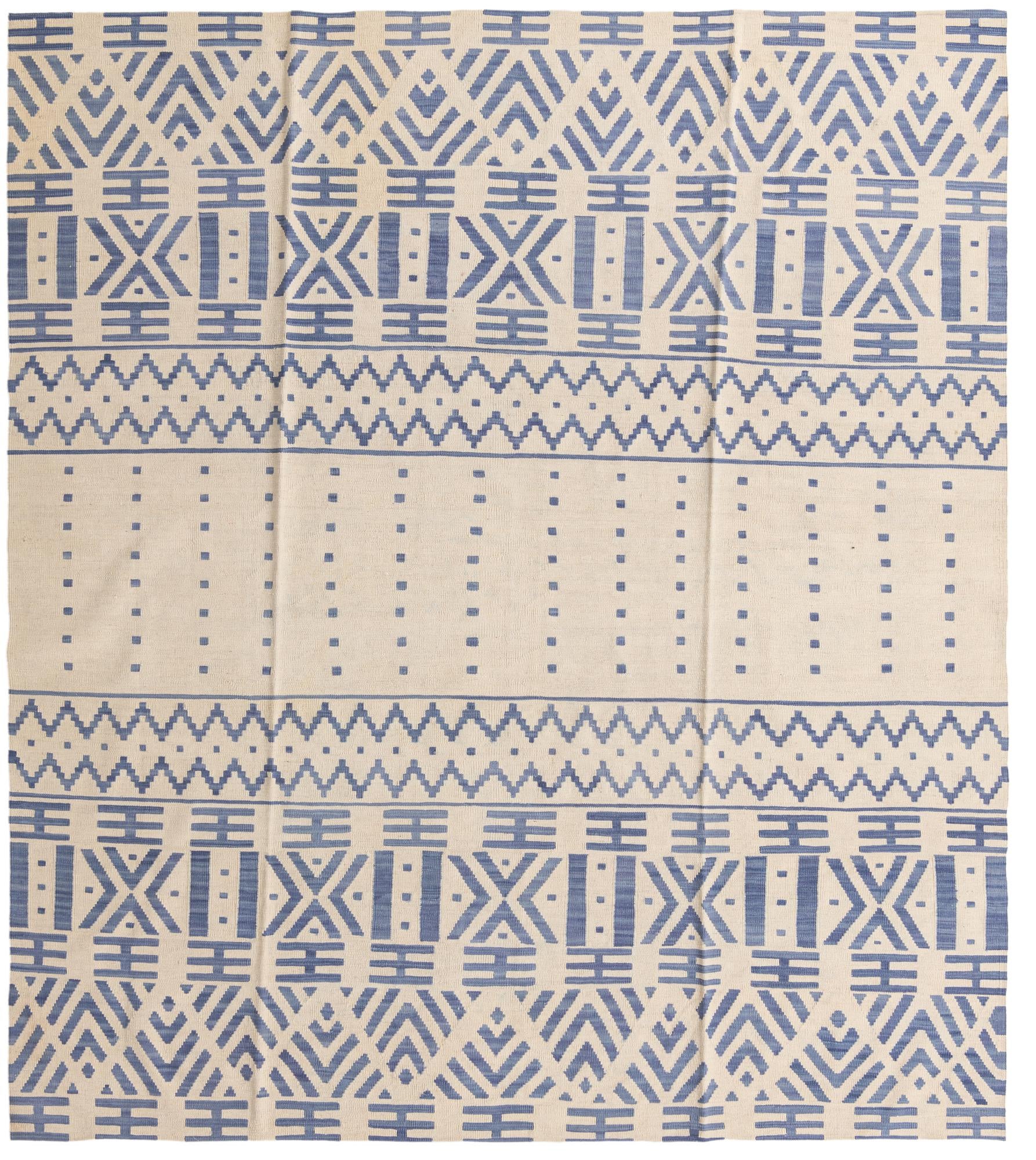 8' 6 x 9' 6 Hand Woven Kilim Modern Wool Rug