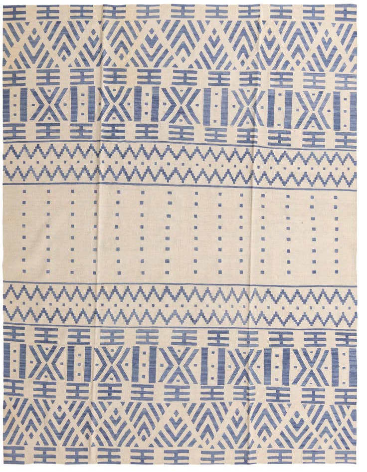 Detail image of 8' 6 x 9' 6 Hand Woven Kilim Modern Wool Rug