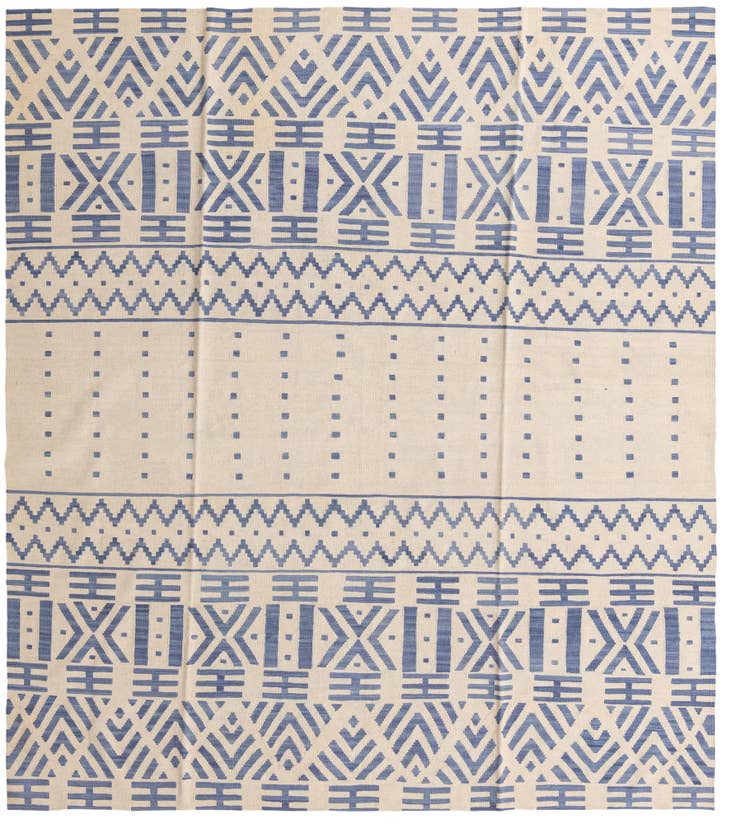 Detail image of 8' 6 x 9' 6 Hand Woven Kilim Modern Wool Rug