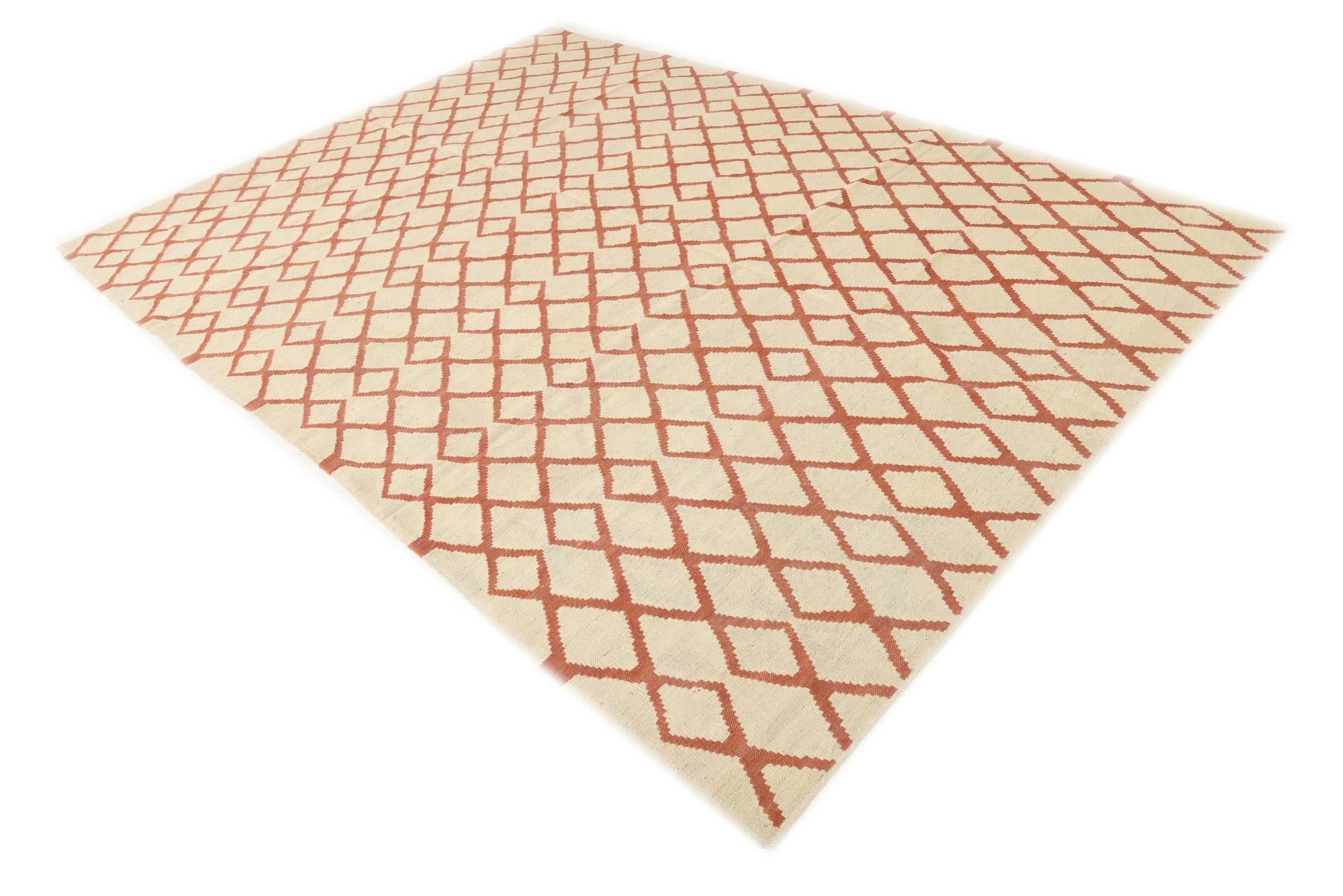 6' 10 x 9' 5 Hand Woven Kilim Modern Wool Rug