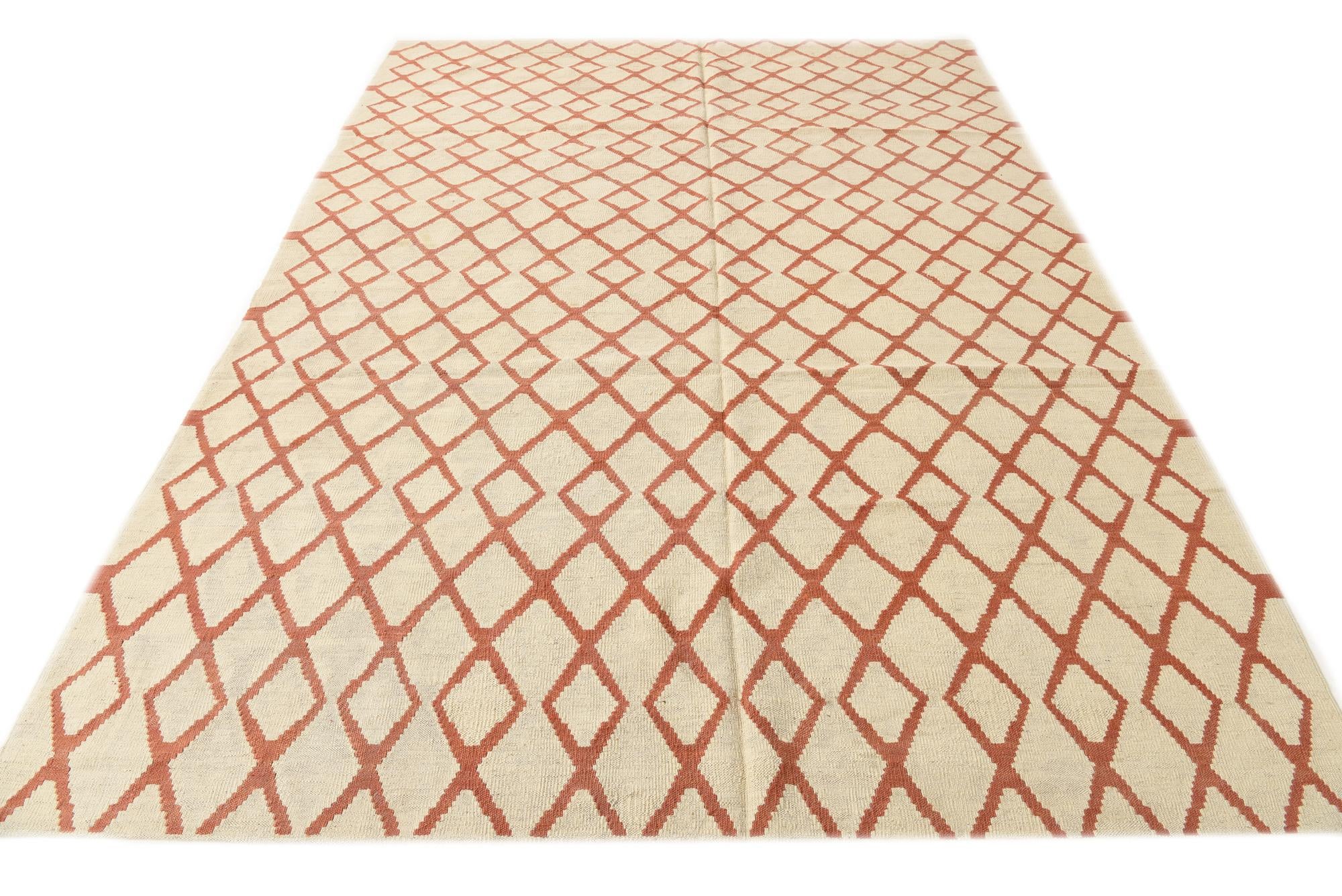 6' 10 x 9' 5 Hand Woven Kilim Modern Wool Rug