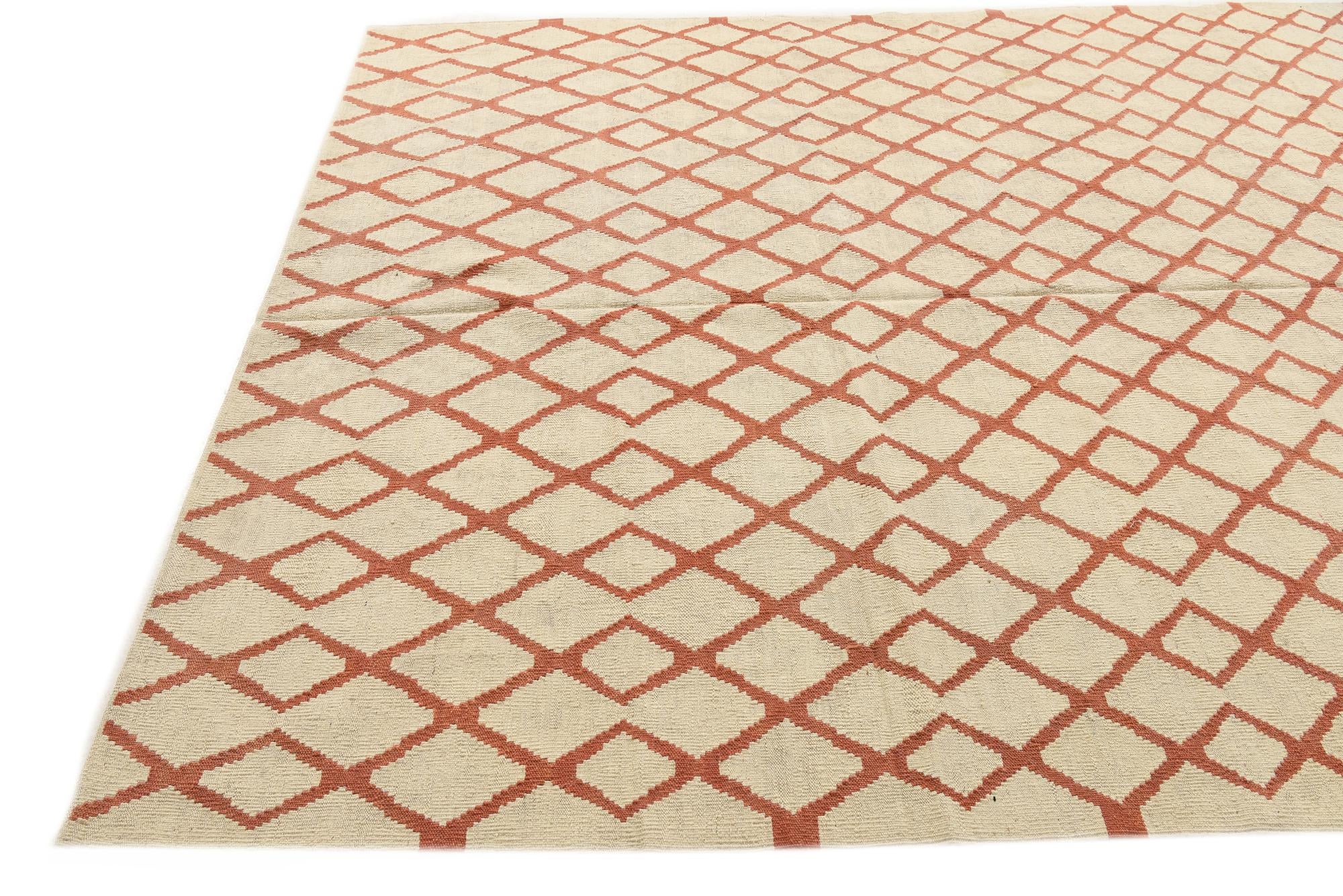 6' 10 x 9' 5 Hand Woven Kilim Modern Wool Rug