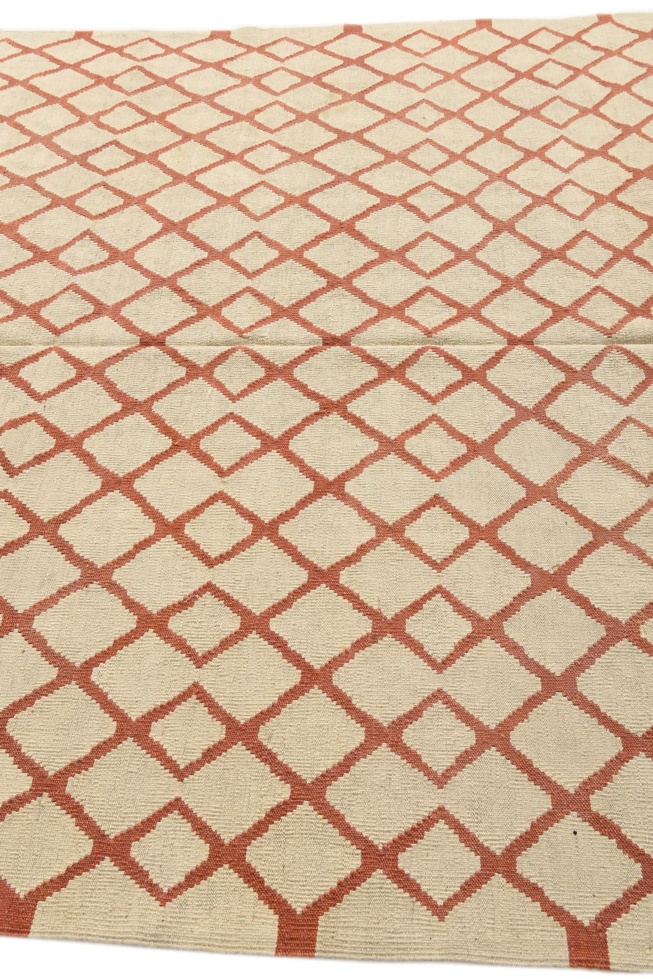 6' 10 x 9' 5 Hand Woven Kilim Modern Wool Rug