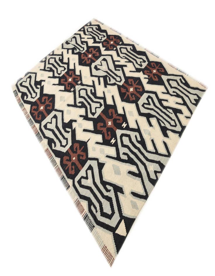 Detail image of 6' 4 x 7' 11  Hand Woven Kilim Modern Wool Rug