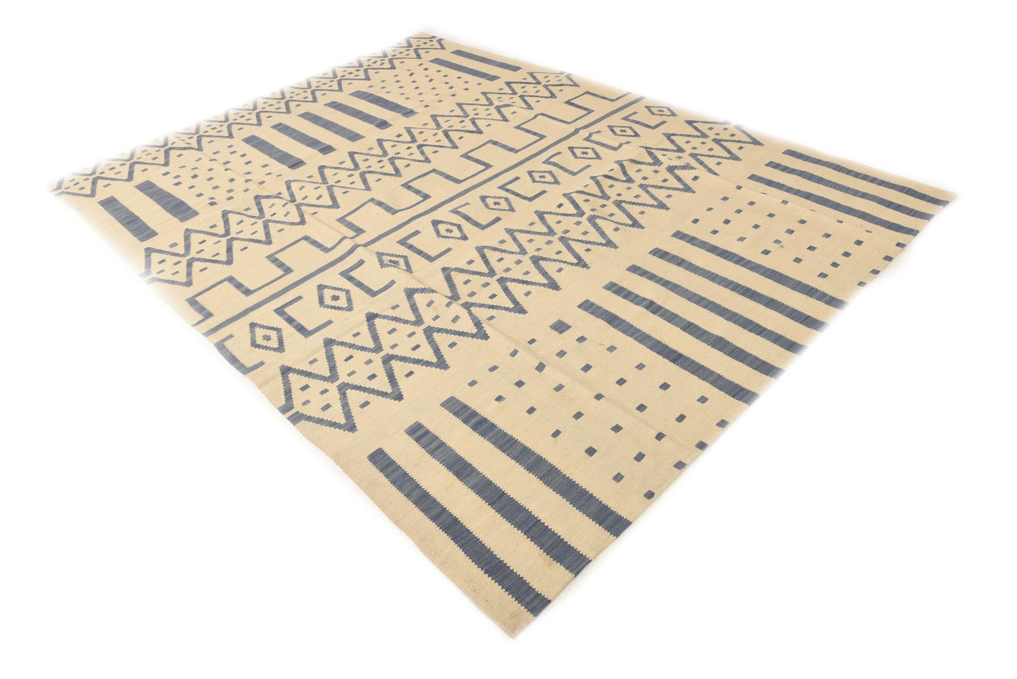 7' 1 x 9' 9 Hand Woven Kilim Modern Wool Rug