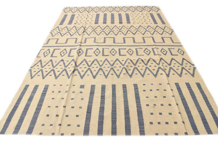 7' 1 x 9' 9 Hand Woven Kilim Modern Wool Rug